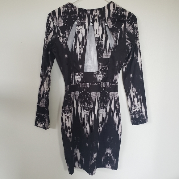 H&M Black White Gray Cutout Dress S - Picture 2 of 4